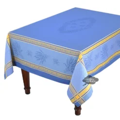 62x78" Rectangular Senanque Blue French Jacquard Tablecloth By L'Ensoleillade