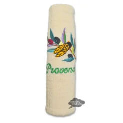 Olives & Cicada Cream Waffle Weave Cotton Kitchen Towel By Terres Et Couleurs