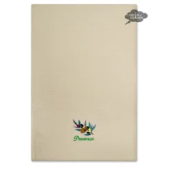 Olives & Cicada Cream Waffle Weave Cotton Kitchen Towel By Terres Et Couleurs