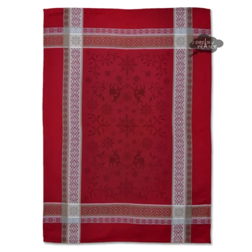 Christmas Spirit French Jacquard Cotton Dish Towel By Marat D'Avignon Kitchen