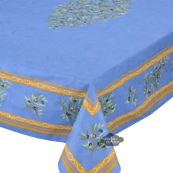 60x96" Rectangular Clos Des Oliviers Blue Cotton Tablecloth By L'Ensoleillade Table Linens