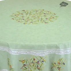 70" Round Clos Des Oliviers Green French Tablecloths By L'Ensoleillade