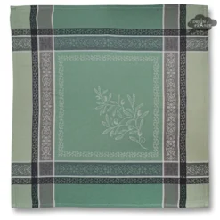 Table Linens Olivia Green French Cotton Jacquard Napkin By Tissus Toselli