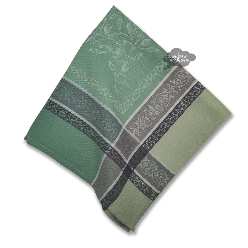 Table Linens Olivia Green French Cotton Jacquard Napkin By Tissus Toselli