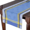 20x64" Olivia Blue & Yellow Jacquard Cotton Table Runner By Tissus Toselli Table Linens