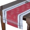 20x64" Olivia Gray & Red Jacquard Cotton Table Runner By Tissus Toselli