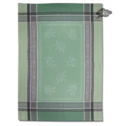 Olivia Green Cotton Jacquard Dish Towel By Tissus Toselli