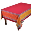 62x78" Rectangular Olivia Red & Orange French Jacquard Tablecloth By Tissus Toselli Table Linens
