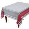 62x138" Rectangular Olivia Gray & Red Jacquard Tablecloth By Tissus Toselli Table Linens
