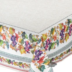 Table Linens 60x78" Rectangular Grapes French Acrylic-Coated Cotton Tablecloth By Tissus Toselli