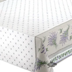 60x138" Rectangular Lauris Coated Cotton Tablecloth By Tissus Toselli Table Linens