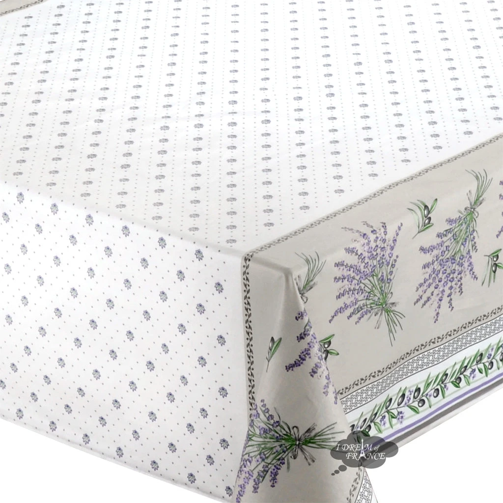 60" Square Lauris Acrylic-Coated Cotton Tablecloth By Tissus Toselli