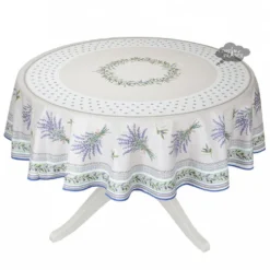 Table Linens 70" Round Lauris Acrylic-Coated Cotton Tablecloth By Tissus Toselli