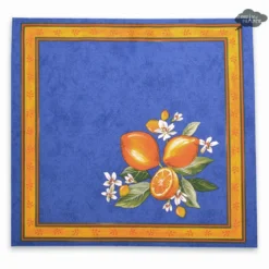 Lemons Blue Provence Cotton Napkin By Tissus Toselli
