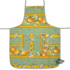 Lemons Green Cotton Kitchen Apron By Tissus Toselli Aprons & Pot Holders