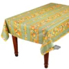 58" Square Lemons Green Acrylic-Coated Cotton Tablecloth By Tissus Toselli Table Linens
