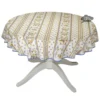 58" Round Moustiers Blue & Cream Acrylic-Coated Cotton Tablecloth By Tissus Toselli Table Linens