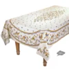 60x 96" Rectangular Moustiers Blue & Cream Acrylic-Coated Cotton Tablecloth By Tissus Toselli