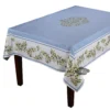 Table Linens 60x120" Rectangular Nyons Blue Acrylic-Coated Cotton Tablecloth By Tissus Toselli