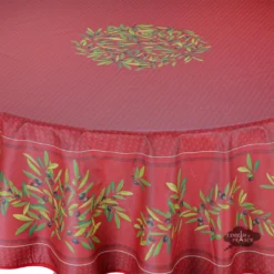 70" Round Nyons Red Tablecloth By Tissus Toselli