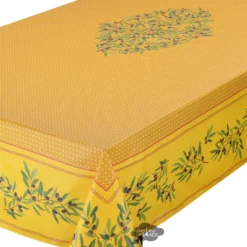 Table Linens 60x120" Rectangular Nyons Yellow Acrylic-Coated Cotton Tablecloth By Tissus Toselli