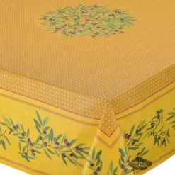 60" Square Nyons Yellow Acrylic-Coated Cotton Tablecloth By Tissus Toselli