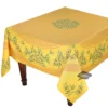 Table Linens 70" Square Nyons Yellow & Red Acrylic-Coated Cotton Tablecloth By Tissus Toselli