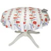 58" Round Poppies Cream Acrylic-Coated Cotton Tablecloth By Tissus Toselli Table Linens