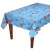 Table Linens 60x138" Rectangular Poppies Sky Blue Acrylic-Coated Cotton Tablecloth By Tissus Toselli