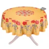 Table Linens 70" Round Poppies Yellow Acrylic-Coated Cotton Tablecloth By Tissus Toselli
