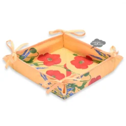 Poppies Yellow Acrylic Coated Bread Basket By Tissus Toselli Table Linens