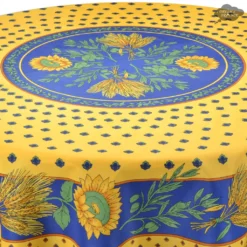 Provence Imports Tournesol Blue/Yellow French Provencal Polyester Tablecloth - 70