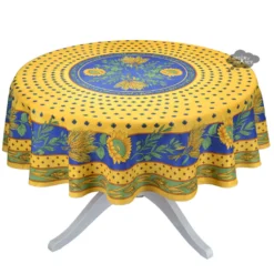 Provence Imports Tournesol Blue/Yellow French Provencal Polyester Tablecloth - 70