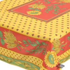 Provence Imports Table Linens Tournesol Red/Yellow French Provencal Polyester Tablecloth - 59x94" Rectangular