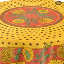 Provence Imports Tournesol Red/Yellow French Provencal Polyester Tablecloth - 70" Round