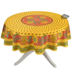 Provence Imports Tournesol Red/Yellow French Provencal Polyester Tablecloth - 70" Round