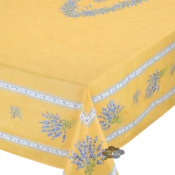 60x 96" Rectangular Valensole Yellow Acrylic-Coated Cotton Tablecloth By L'Ensoleillade